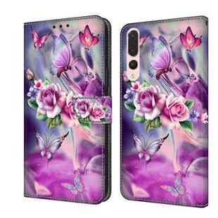 For Huawei P20 Pro Crystal 3D Shockproof Protective Leather Phone Case(Butterfly)