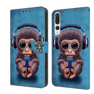 For Huawei P20 Pro Crystal 3D Shockproof Protective Leather Phone Case(Orangutan)