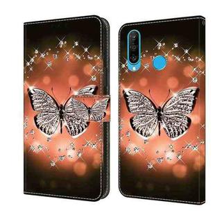 For Huawei P30 Lite Crystal 3D Shockproof Protective Leather Phone Case(Crystal Butterfly)