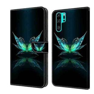 For Huawei P30 Pro Crystal 3D Shockproof Protective Leather Phone Case(Reflection Dutterfly)
