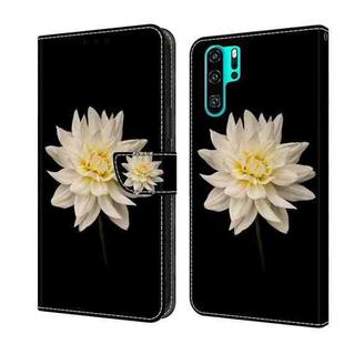 For Huawei P30 Pro Crystal 3D Shockproof Protective Leather Phone Case(White Flower)