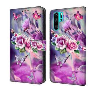 For Huawei P30 Pro Crystal 3D Shockproof Protective Leather Phone Case(Butterfly)