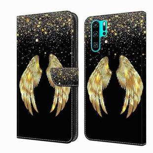 For Huawei P30 Pro Crystal 3D Shockproof Protective Leather Phone Case(Golden Wings)