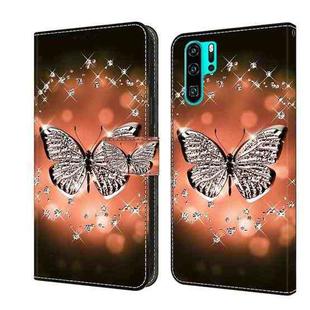 For Huawei P30 Pro Crystal 3D Shockproof Protective Leather Phone Case(Crystal Butterfly)