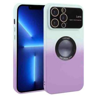 For iPhone 13 Pro Gradient Silicone Shockproof Magsafe Phone Case with Lens Film(White Purple)