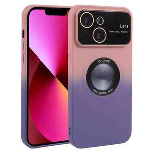 For iPhone 13 Gradient Silicone Shockproof Magsafe Phone Case with Lens Film(Pink Purple)