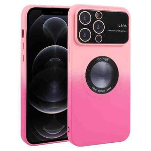 For iPhone 12 Pro Gradient Silicone Shockproof Magsafe Phone Case with Lens Film(Pink Rose)