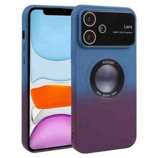 For iPhone 11 Gradient Silicone Shockproof Magsafe Phone Case with Lens Film(Blue Red)