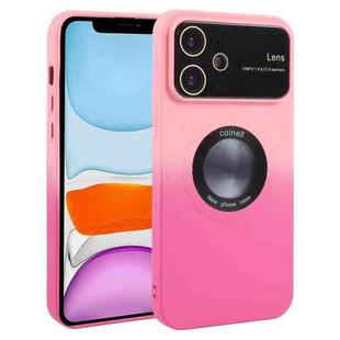 For iPhone 11 Gradient Silicone Shockproof Magsafe Phone Case with Lens Film(Pink Rose)