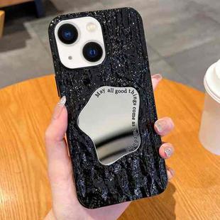For iPhone 14 Embossed Rock Texture Mirror TPU Phone Case(Black)