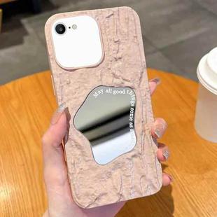 For iPhone SE 2022 /2020 / 8 / 7 Embossed Rock Texture Mirror TPU Phone Case(Pink)