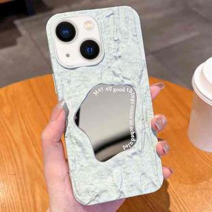 For iPhone 13 Embossed Rock Texture Mirror TPU Phone Case(Milk Green)
