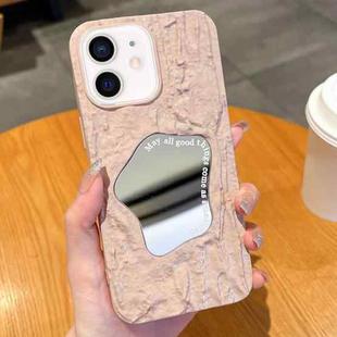 For iPhone 12 Embossed Rock Texture Mirror TPU Phone Case(Pink)