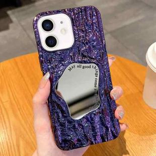 For iPhone 12 Embossed Rock Texture Mirror TPU Phone Case(Deep Purple)