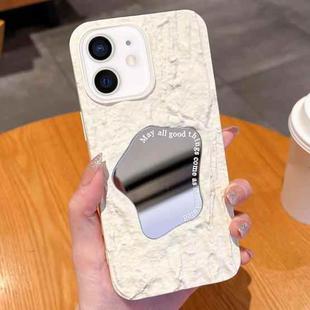 For iPhone 11 Embossed Rock Texture Mirror TPU Phone Case(Milk White)