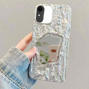 For iPhone XR Embossed Rock Texture Mirror TPU Phone Case(Space Silver)