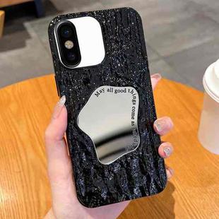 For iPhone XS Max Embossed Rock Texture Mirror TPU Phone Case(Black)