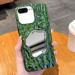 For iPhone 8 Plus / 7 Plus Embossed Rock Texture Mirror TPU Phone Case(Green)