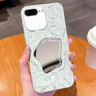 For iPhone 8 Plus / 7 Plus Embossed Rock Texture Mirror TPU Phone Case(Milk Green)