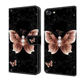 For iPhone 6 / 7 Crystal 3D Shockproof Protective Leather Phone Case(Pink Diamond Butterfly)