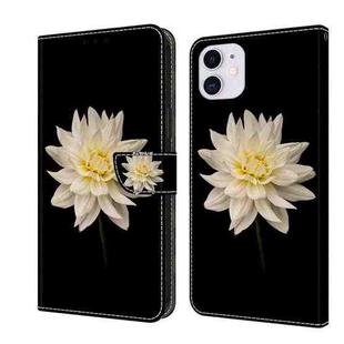 For iPhone 11 Crystal 3D Shockproof Protective Leather Phone Case(White Flower)