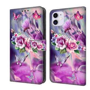 For iPhone 11 Crystal 3D Shockproof Protective Leather Phone Case(Butterfly)