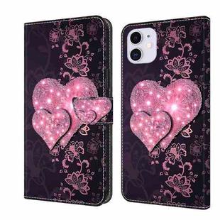 For iPhone 11 Crystal 3D Shockproof Protective Leather Phone Case(Lace Love)