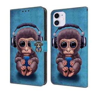 For iPhone 11 Crystal 3D Shockproof Protective Leather Phone Case(Orangutan)