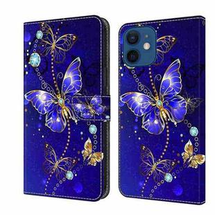 For iPhone 12 mini / 13 mini Crystal 3D Shockproof Protective Leather Phone Case(Diamond Butterfly)