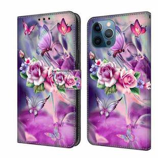 For iPhone 12 Pro Max / 13 Pro Max Crystal 3D Shockproof Protective Leather Phone Case(Butterfly)