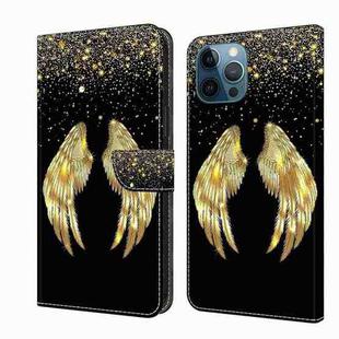 For iPhone 12 Pro Max / 13 Pro Max Crystal 3D Shockproof Protective Leather Phone Case(Golden Wings)