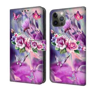 For iPhone 12 / 12 Pro Crystal 3D Shockproof Protective Leather Phone Case(Butterfly)