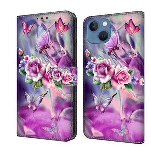 For iPhone 13 / 14 Crystal 3D Shockproof Protective Leather Phone Case(Butterfly)