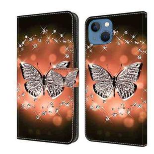 For iPhone 13 / 14 Crystal 3D Shockproof Protective Leather Phone Case(Crystal Butterfly)