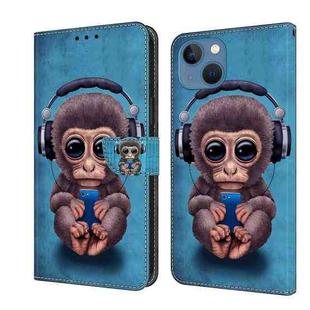 For iPhone 13 / 14 Crystal 3D Shockproof Protective Leather Phone Case(Orangutan)