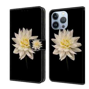 For iPhone 13 Pro Crystal 3D Shockproof Protective Leather Phone Case(White Flower)