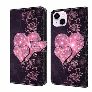 For iPhone 14 Plus Crystal 3D Shockproof Protective Leather Phone Case(Lace Love)