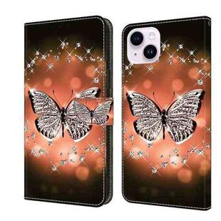 For iPhone 14 Plus Crystal 3D Shockproof Protective Leather Phone Case(Crystal Butterfly)