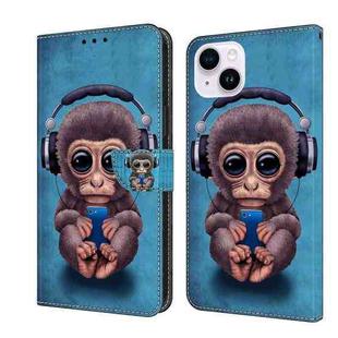 For iPhone 14 Plus Crystal 3D Shockproof Protective Leather Phone Case(Orangutan)