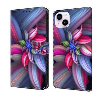 For iPhone 14 Plus Crystal 3D Shockproof Protective Leather Phone Case(Colorful Flower)