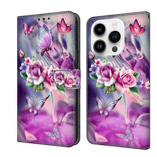 For iPhone 14 Pro Crystal 3D Shockproof Protective Leather Phone Case(Butterfly)