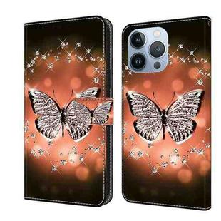 For iPhone 14 Pro Max Crystal 3D Shockproof Protective Leather Phone Case(Crystal Butterfly)