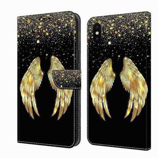 For iPhone X / XS Crystal 3D Shockproof Protective Leather Phone Case(Golden Wings)