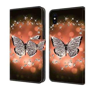 For iPhone X / XS Crystal 3D Shockproof Protective Leather Phone Case(Crystal Butterfly)