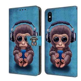 For iPhone X / XS Crystal 3D Shockproof Protective Leather Phone Case(Orangutan)