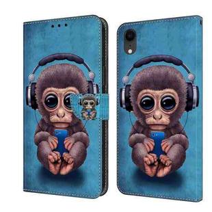 For iPhone XR Crystal 3D Shockproof Protective Leather Phone Case(Orangutan)