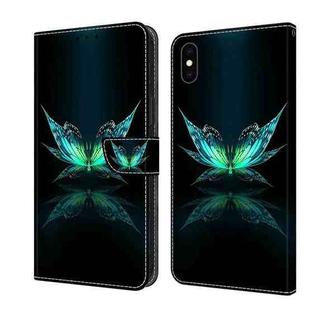 For iPhone XS Max Crystal 3D Shockproof Protective Leather Phone Case(Reflection Dutterfly)