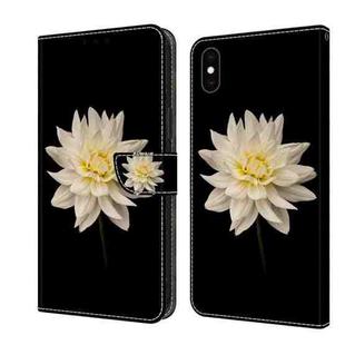 For iPhone XS Max Crystal 3D Shockproof Protective Leather Phone Case(White Flower)