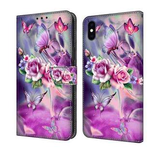 For iPhone XS Max Crystal 3D Shockproof Protective Leather Phone Case(Butterfly)