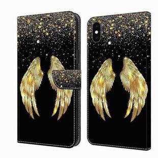 For iPhone XS Max Crystal 3D Shockproof Protective Leather Phone Case(Golden Wings)